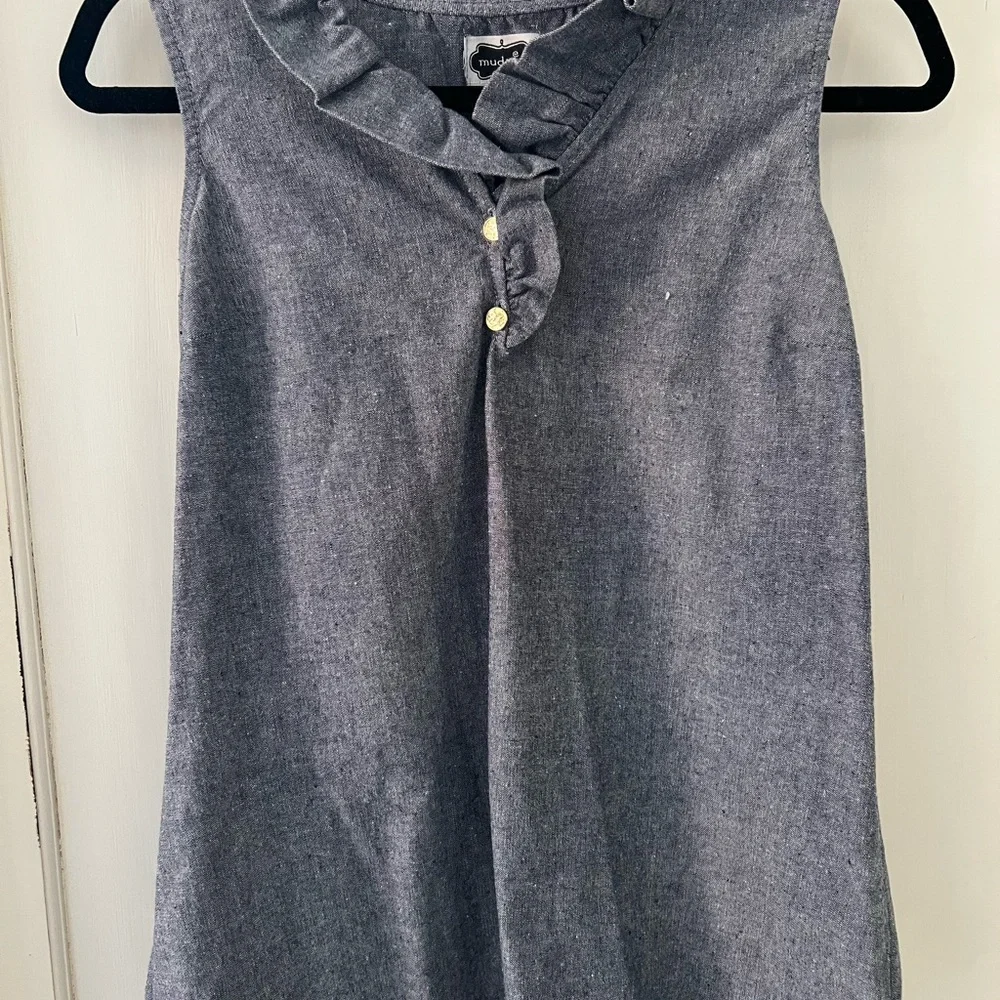 Mud Pie Chambray Ruffle Neck Tunic - Picture 3 of 4